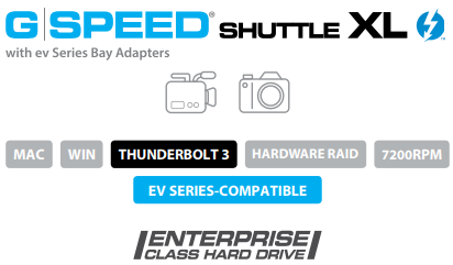 G-SPEED Shuttle XL Thunderbolt 3 with ev Series Bay Adapters Description